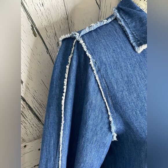 Hendi Midi Shirt Dress Chambray Button Down Size M - Picture 5 of 8